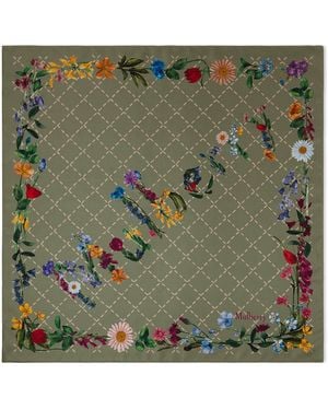 Mulberry Silk Wild Floral Scarf - Green