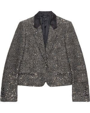 Tom Ford Tweed Sequinned Cropped Blazer - Gray