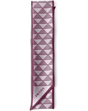 Prada Silk Triangle Print Skinny Scarf - Purple