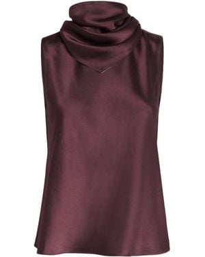 Leset Satin Cowl-Neck Barb Top - Purple