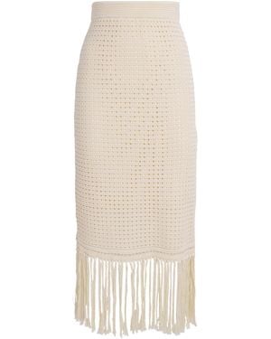 Zimmermann Crochet Fringe Indra Midi Skirt - White