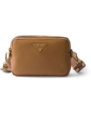 Prada Small Leather Cross-Body Bag - Brown