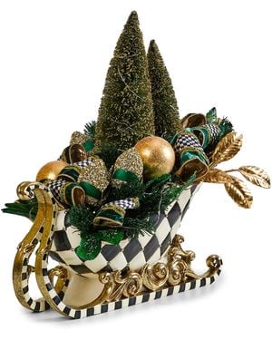 Mackenzie-Childs Emerald Luxe Illuminated Sleigh Centrepiece - Green