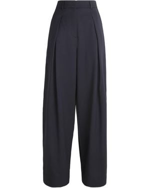ME+EM Wool Pleated Tapered Trousers - Blue