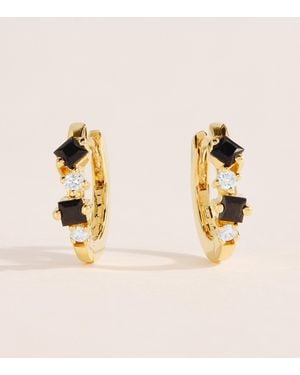 Suzanne Kalan Diamond And Sapphire Princess Huggie Earrings - Metallic