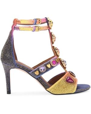 Kurt Geiger Velvet Embellished Gem High Sandals - Pink