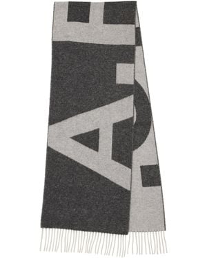 A.P.C. Wool-Blend Logo Scarf - Grey