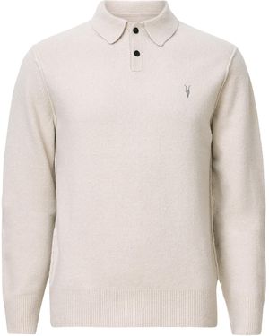 AllSaints Ramskull Statten Polo Jumper - White