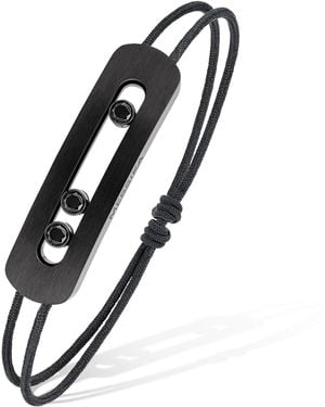Messika Move Titanium Xl Diamond Cord Bracelet - Black