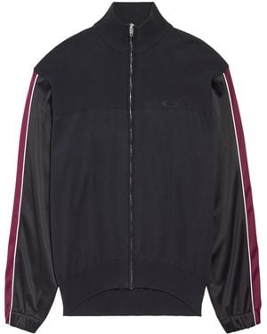 Balenciaga Stripe-Detail Hybrid Zip-Up Jacket - Blue