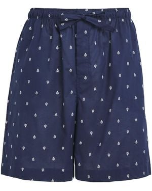 Derek Rose Cotton Nelson Lounge Shorts - Blue