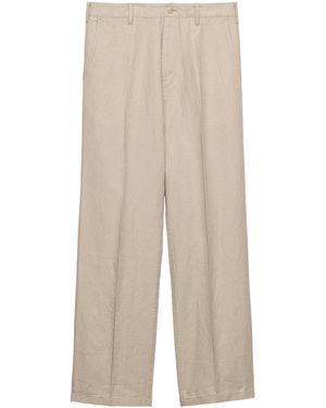 Prada Linen Wide-Leg Trousers - Natural