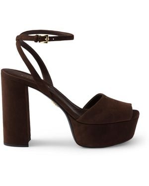 Prada Suede Platform Sandals 115 - Brown