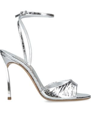Casadei Metallic Leather Blade Heeled Sandals 100 - White