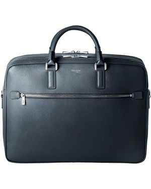 Serapian Leather Double Evolution Briefcase - Blue