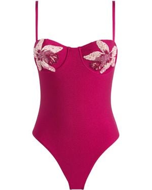 PATBO Flower Embellished Swimsuit - Red