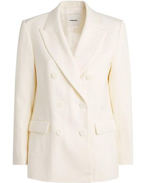 Sandro Double-Breasted Blazer - White