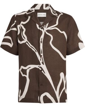 Frescobol Carioca Linen Floral Roberto Shirt - Brown