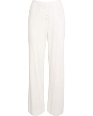 Leset Cotton Pointelle Lounge Pants - White