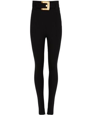 Balmain Stretch Belted Slim Pants - Black