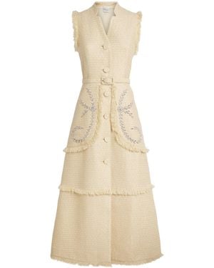 Huishan Zhang Tweed Corinthe Midi Dress - Natural