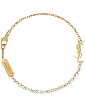 Saint Laurent Embellished Cassandre Bracelet - Metallic