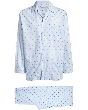 Derek Rose Cotton Elephant Print Pyjama Set - Blue