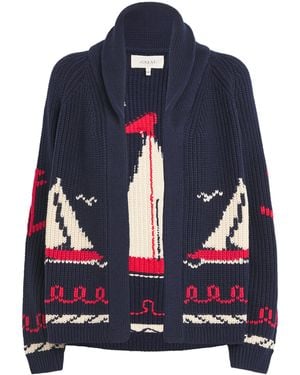 The Great Cotton-Blend Sailboat Lodge Cardigan - Blue