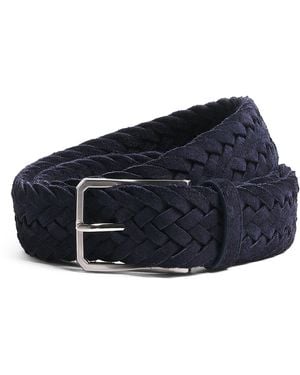 Canali Suede Woven Belt - Blue