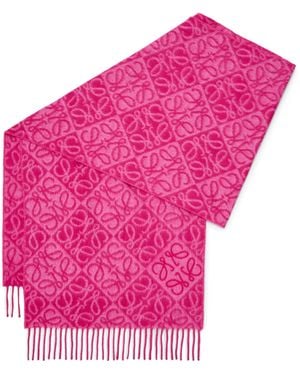 Loewe Wool-Cashmere Anagram Scarf - Pink