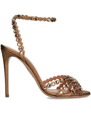 Aquazzura Leather Tequilla Sandals 105 - Metallic