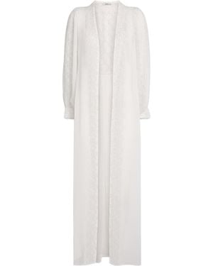 Bocan Chiffon Lace-Trim Ora Robe - White