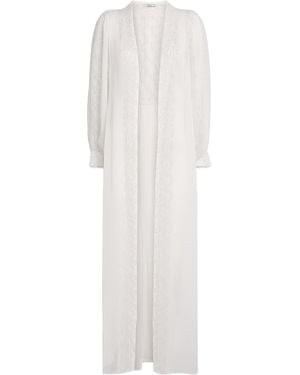 Bocan Chiffon Lace-Trim Ora Robe - White