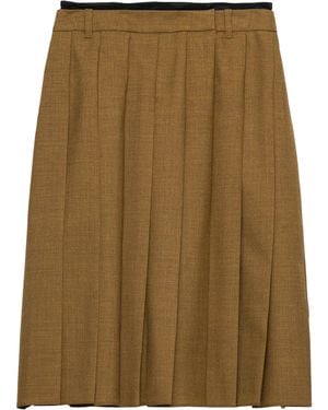 Prada Pleated Hopsack Midi Skirt - Green