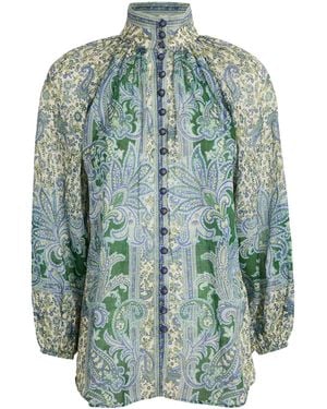 Zimmermann Ramie Paisley Ottie Blouse - Green