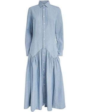 Polo Ralph Lauren Cotton-Linen Midi Shirt Dress - Blue
