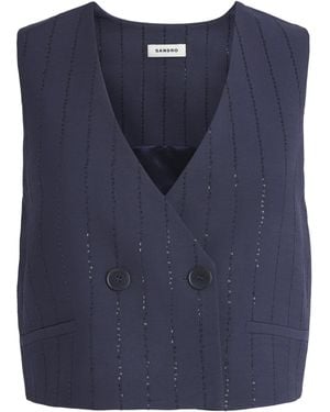 Sandro Embellished Stripe Waistcoat - Blue