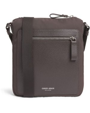 Giorgio Armani Leather-Trim Cross-Body Bag - Black