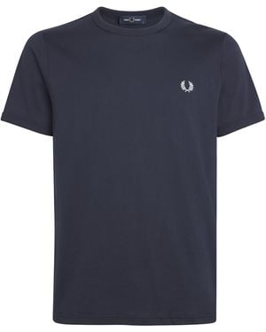 Fred Perry Cotton Ringer Logo T-Shirt - Blue