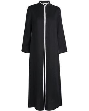 Tory Burch Linen Silk-Trim Kaftan - Black