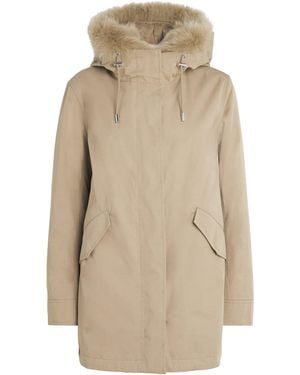 Yves Salomon Down Fur-Trim Technical Parka Coat - Natural