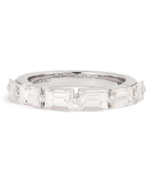 Anita Ko And Diamond Baguette Floating Ring - Metallic