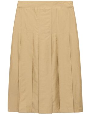 Prada Technical Pleated Midi Skirt - Natural