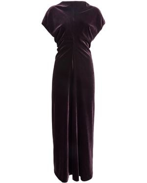 Agnona Velvet Gathered Midi Dress - Purple
