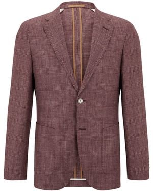 BOSS Wool-Silk Check Jacket - Purple