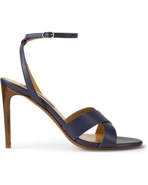 Ralph Lauren Leather Cleary Heeled Sandals 95 - Blue