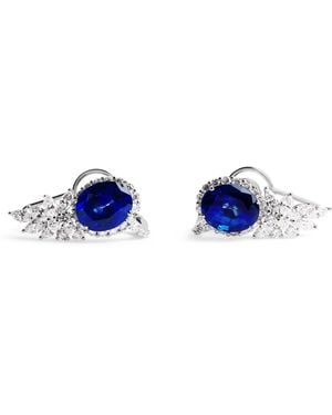 YEPREM Diamond And Sapphire Reign Supreme Stud Earrings - Blue