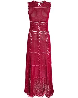 Erdem Cotton Crochet Maxi Dress - Red