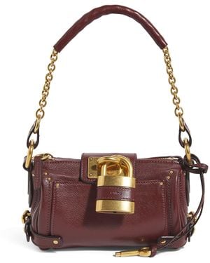 Chloé Mini Leather Paddington Shoulder Bag - Purple
