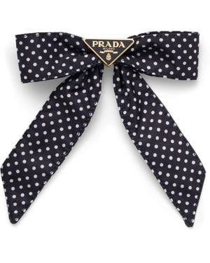 Prada Re-Nylon Triangle Bow Hair Clip - Blue